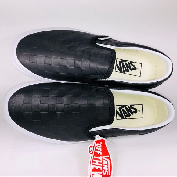 vans slip on checkerboard leather